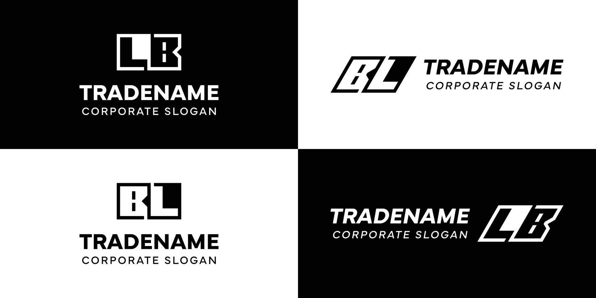 Letters BL and LB Square and Dynamic Logo Set, for business with Initials LB or BL vector
