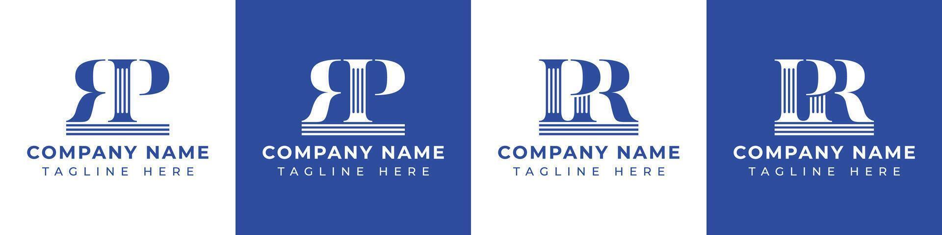 Letters PR and RP Pillar Logo Set, suitable for business with PR and RP related to Pillar vector