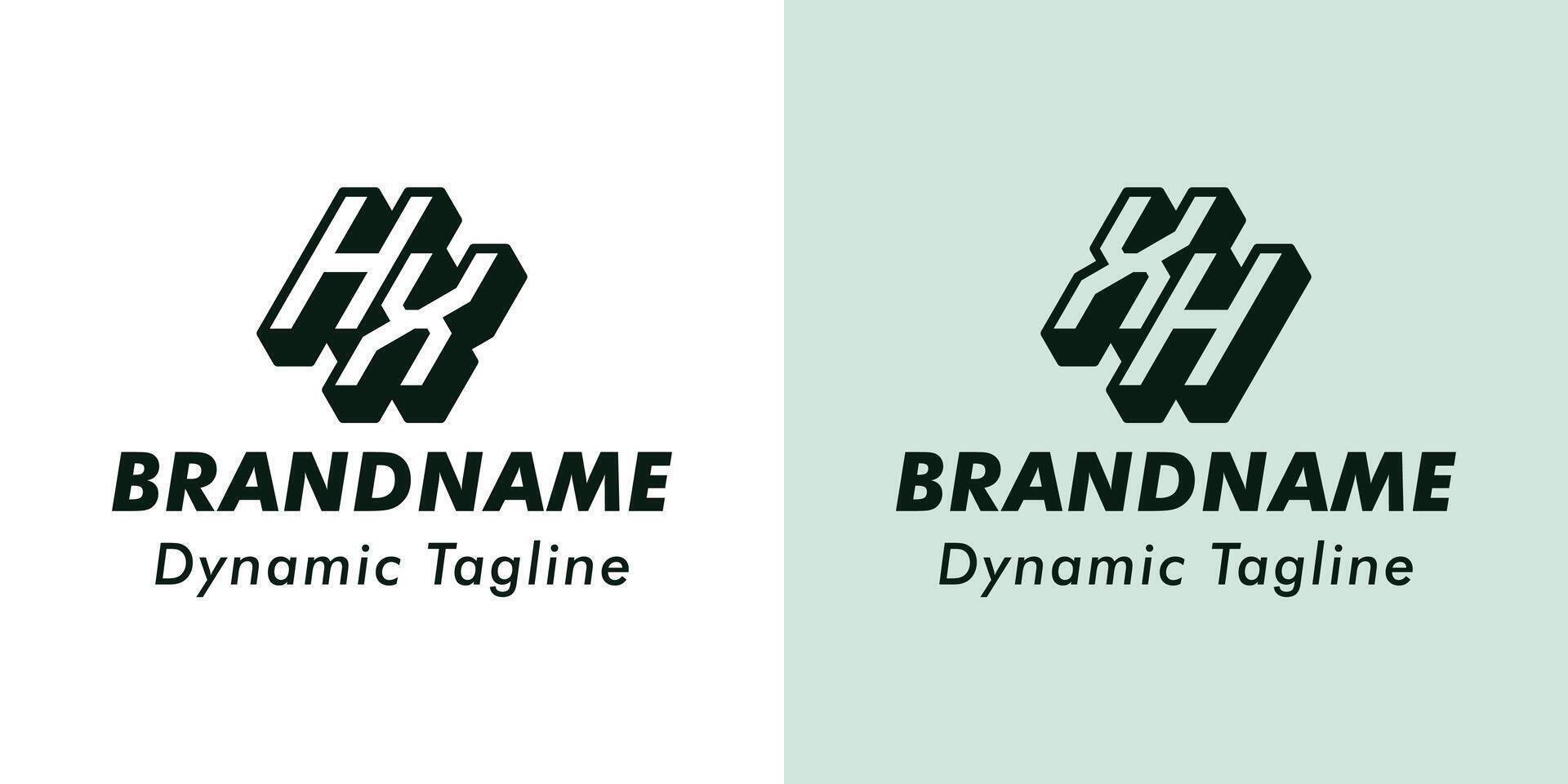 Letters HX and XH 3D Monogram Logo, Suitable for business with XH or HX initials vector