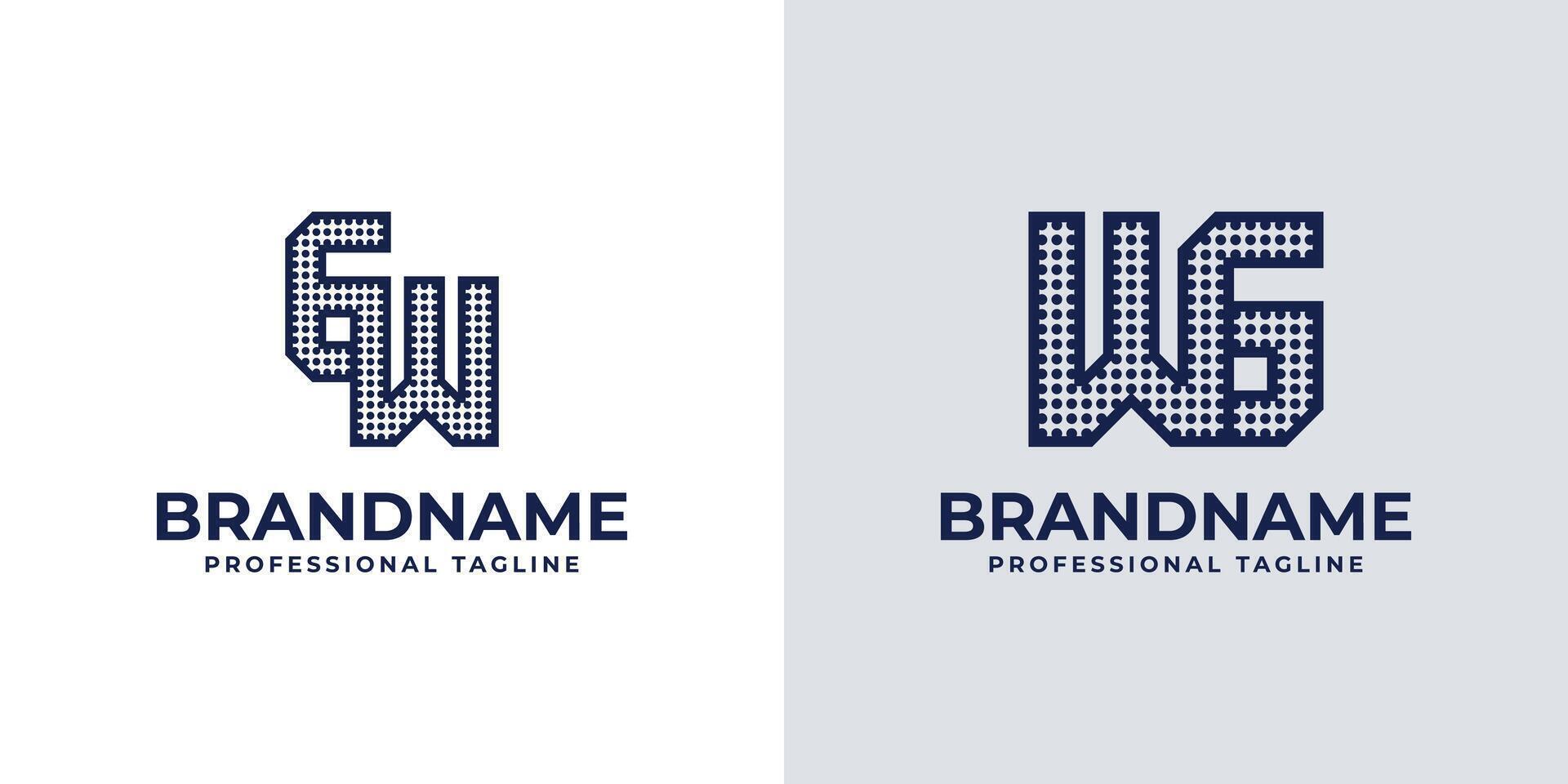 Letters GW and WG Dot Monogram Logo, Suitable for business with WG or GW initials vector