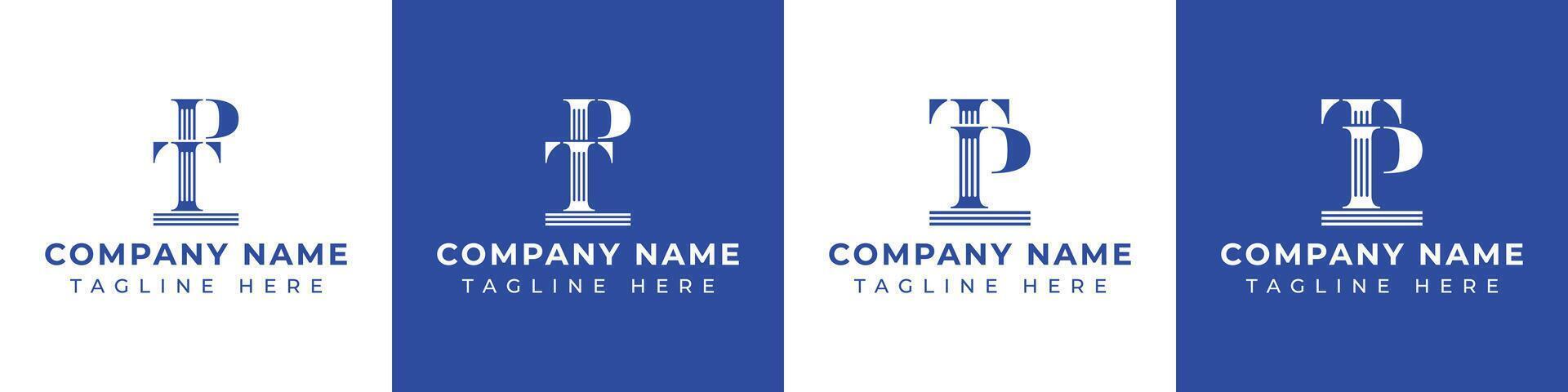 Letters PT and TP Pillar Logo Set, suitable for business with PT and TP related to Pillar vector