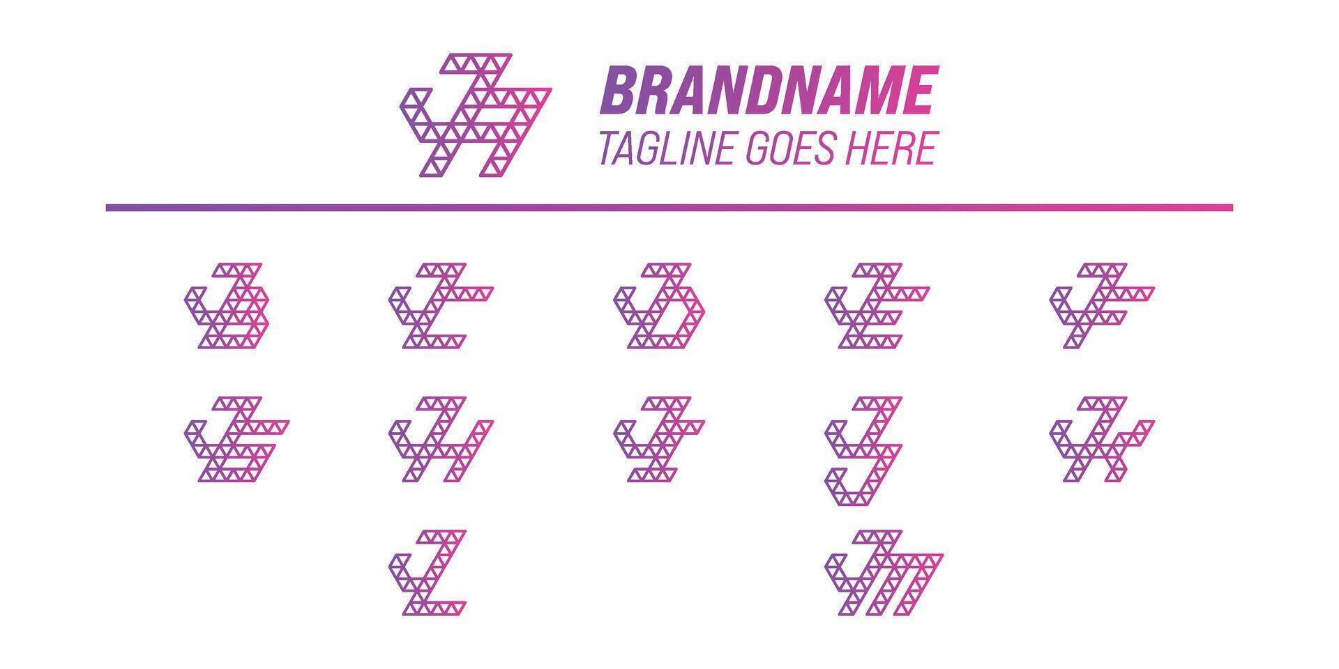 Letters JA JB JC JD JE JF JG JH JI JJ JK JL JM Polygon Logo Set vector