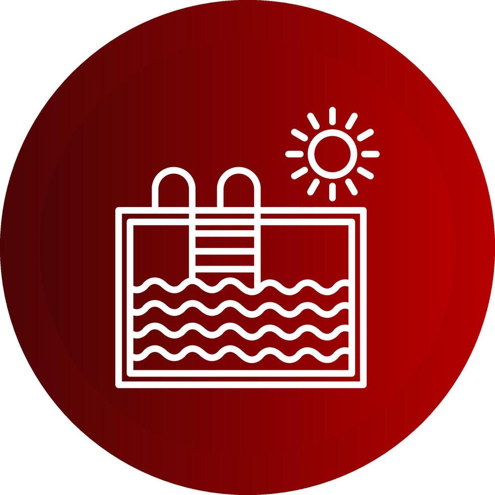 Swimming Pool Line Button Icon vector