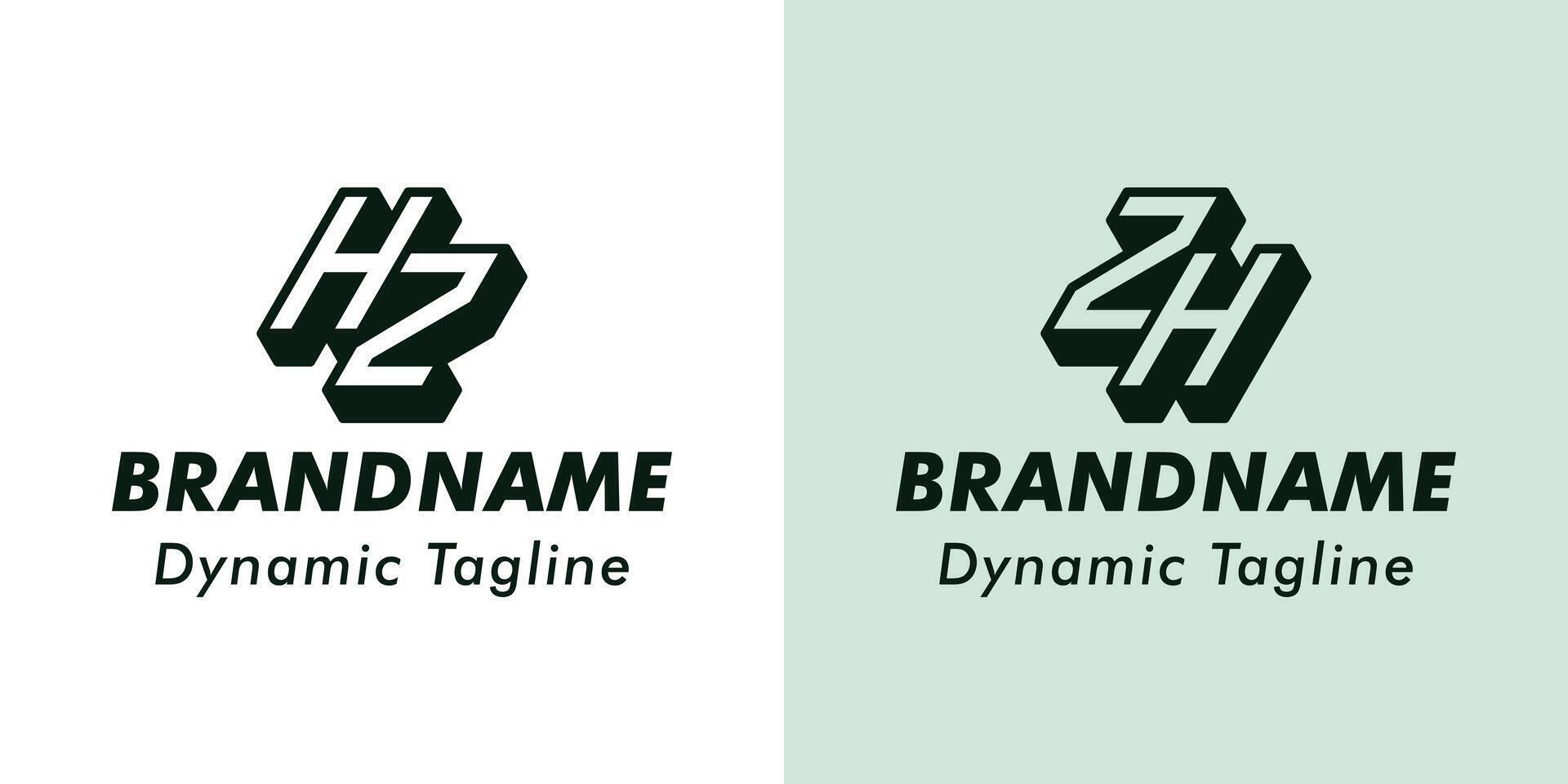 Letters HZ and ZH 3D Monogram Logo, Suitable for business with ZH or HZ initials vector