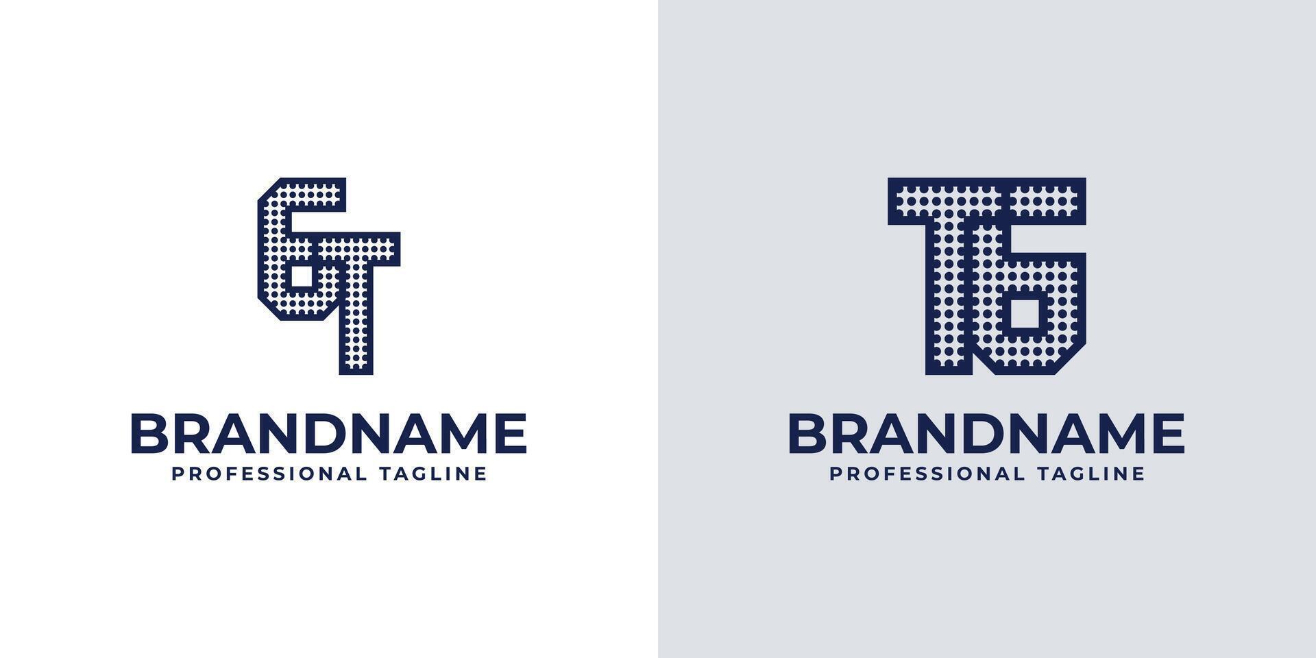 Letters GT and TG Dot Monogram Logo, Suitable for business with TG or GT initials vector