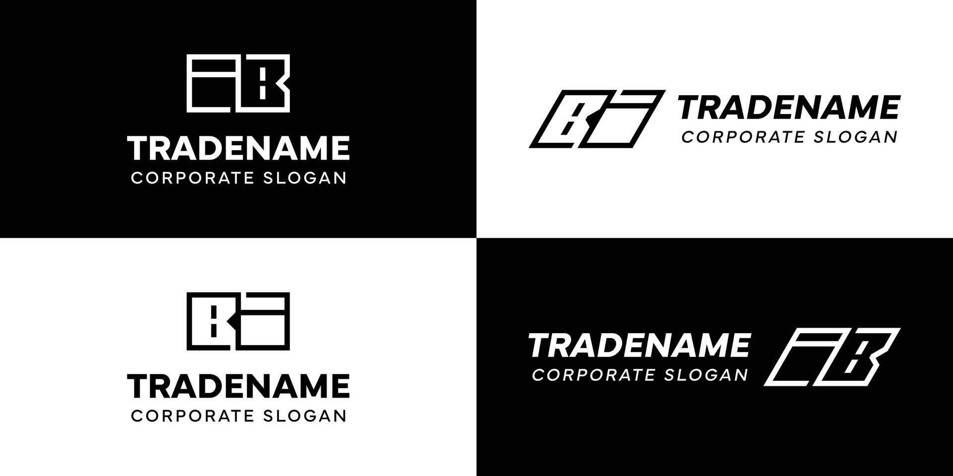 Letters BI and IB Square and Dynamic Logo Set, for business with Initials IB or BI vector