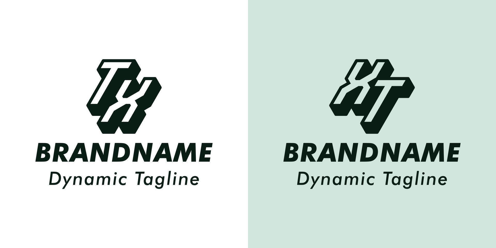 Letters TX and XT 3D Monogram Logo, Suitable for business with XT or TX initials vector