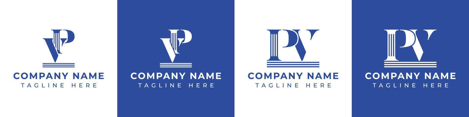 Letters PV and VP Pillar Logo Set, suitable for business with PV and VP related to Pillar vector