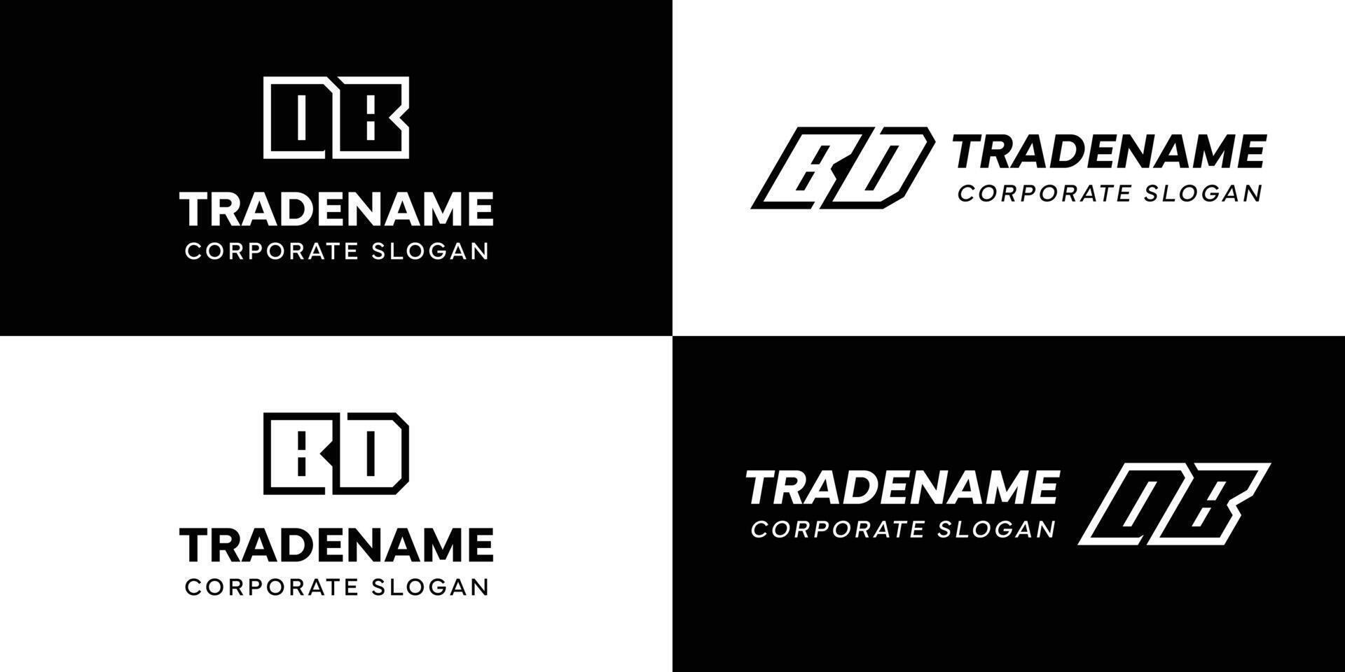 Letters BD and DB Square and Dynamic Logo Set, for business with Initials DB or BD vector