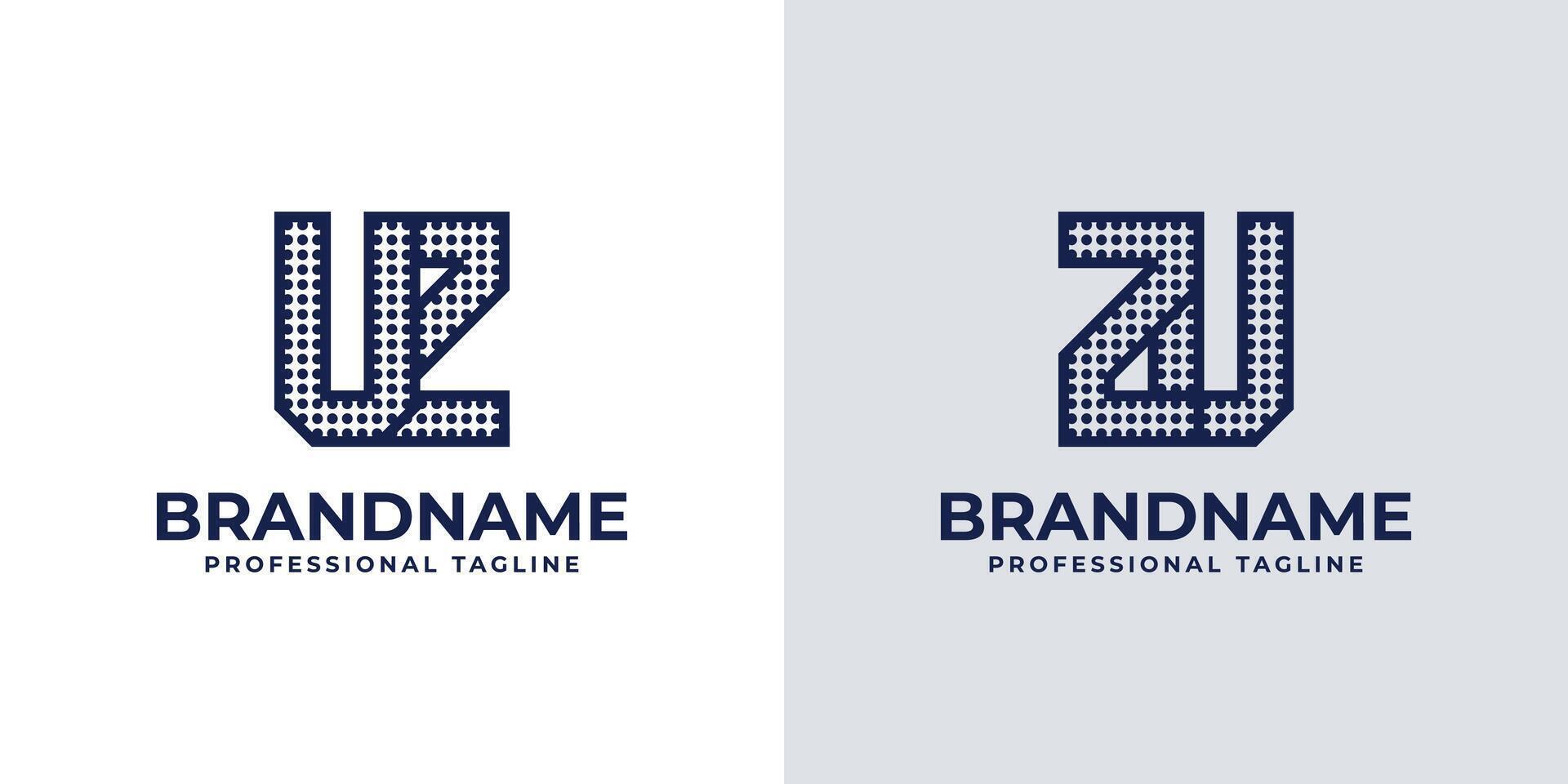 Letters UZ and ZU Dot Monogram Logo, Suitable for business with ZU or UZ initials vector
