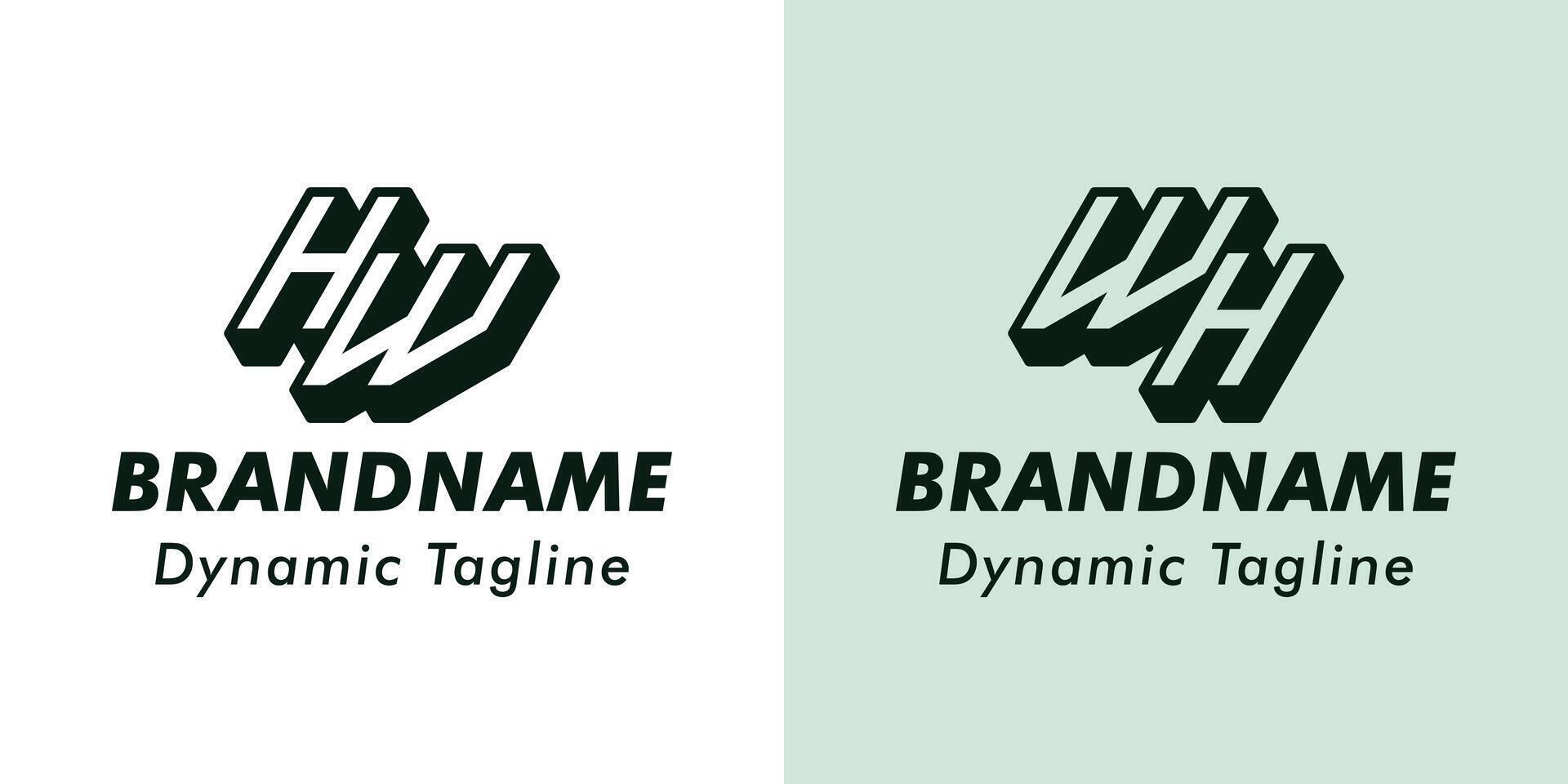 Letters HW and WH 3D Monogram Logo, Suitable for business with WH or HW initials vector