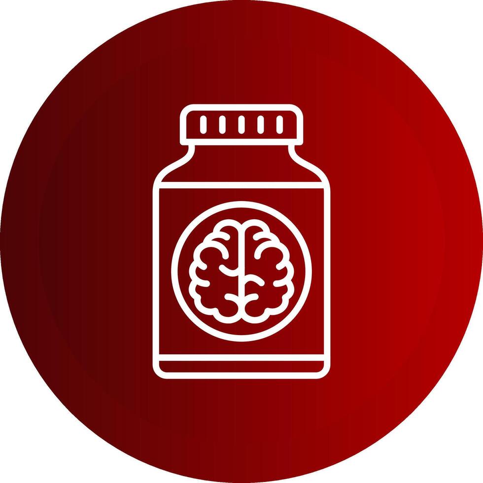 Brain Pills Line Button Icon vector