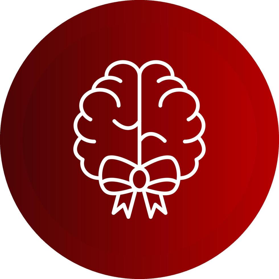 Brain Ribbon Line Button Icon vector