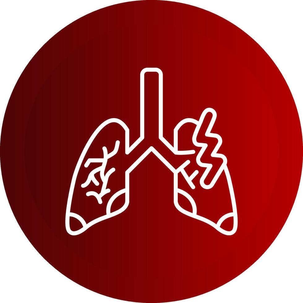 Lungs Pain Line Button Icon vector