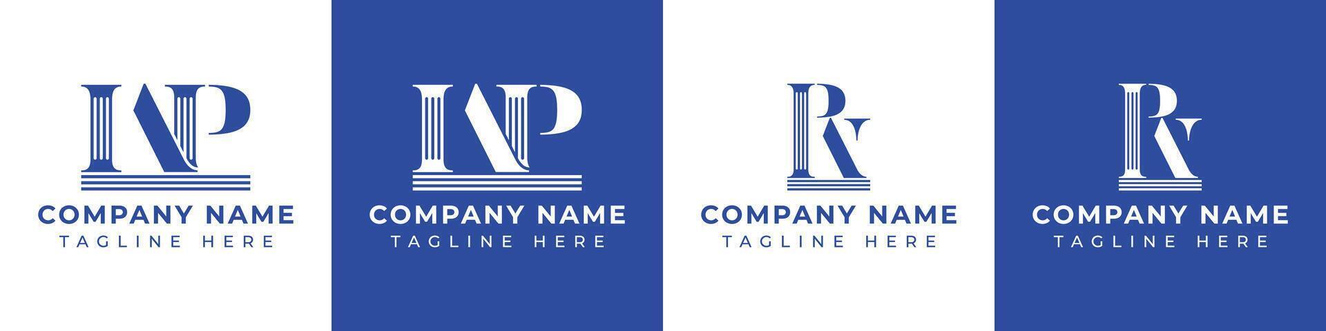 Letters PW and WP Pillar Logo Set, suitable for business with PW and WP related to Pillar vector