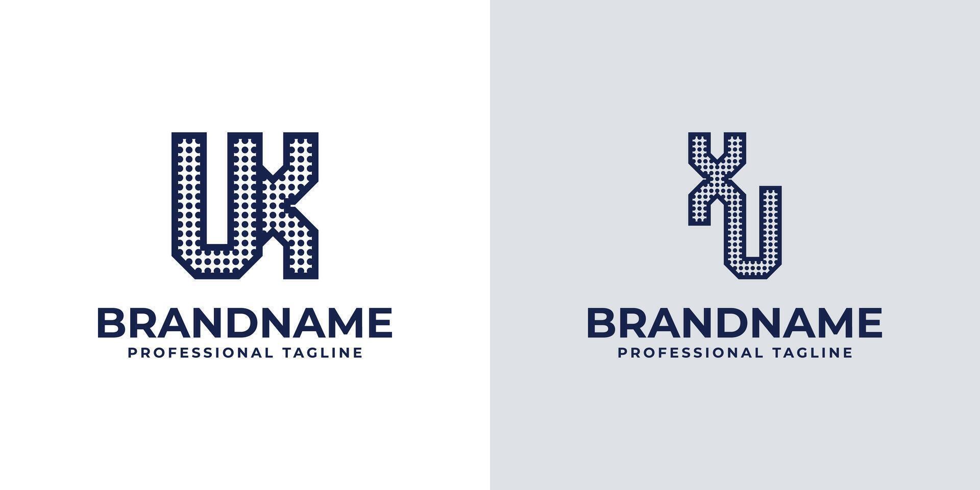 Letters UX and XU Dot Monogram Logo, Suitable for business with XU or UX initials vector