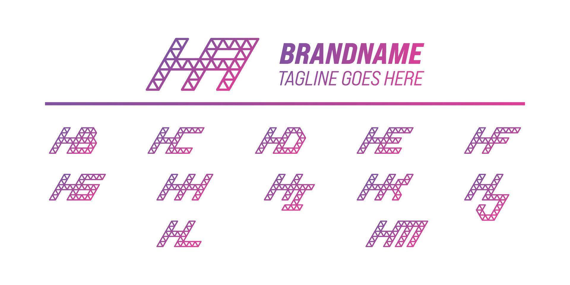 Letters HA HB HC HD HE HF HG HH HI HJ HK HL HM Polygon Logo Set vector