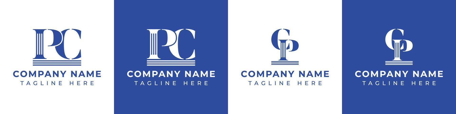 Letters PC and CP Pillar Logo Set, suitable for business with PC and CP related to Pillar vector