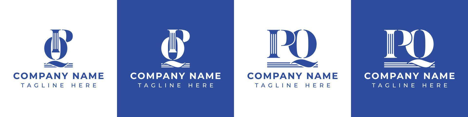 Letters PQ and QP Pillar Logo Set, suitable for business with PQ and QP related to Pillar vector