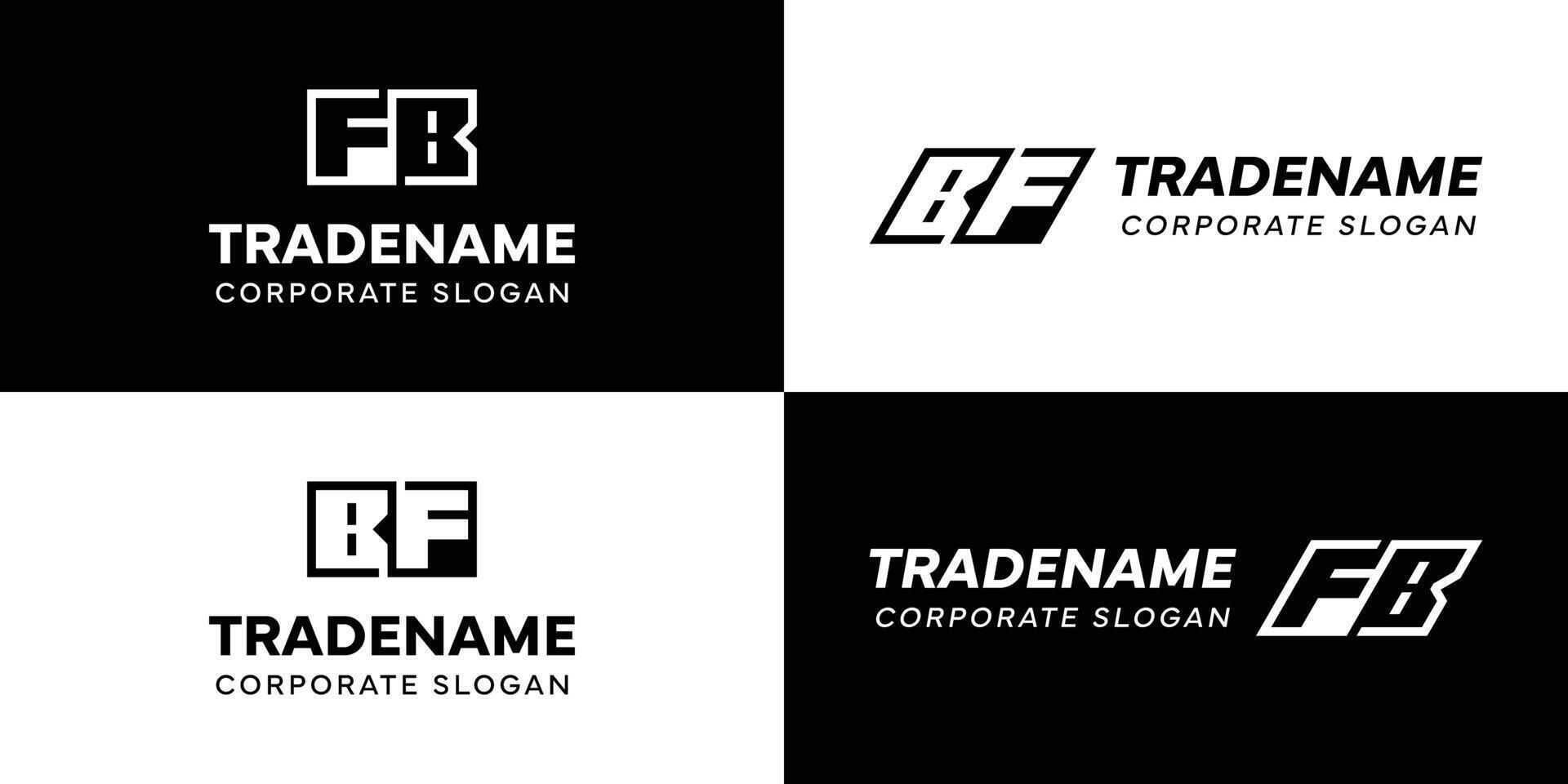 Letters BF and FB Square and Dynamic Logo Set, for business with Initials FB or BF vector