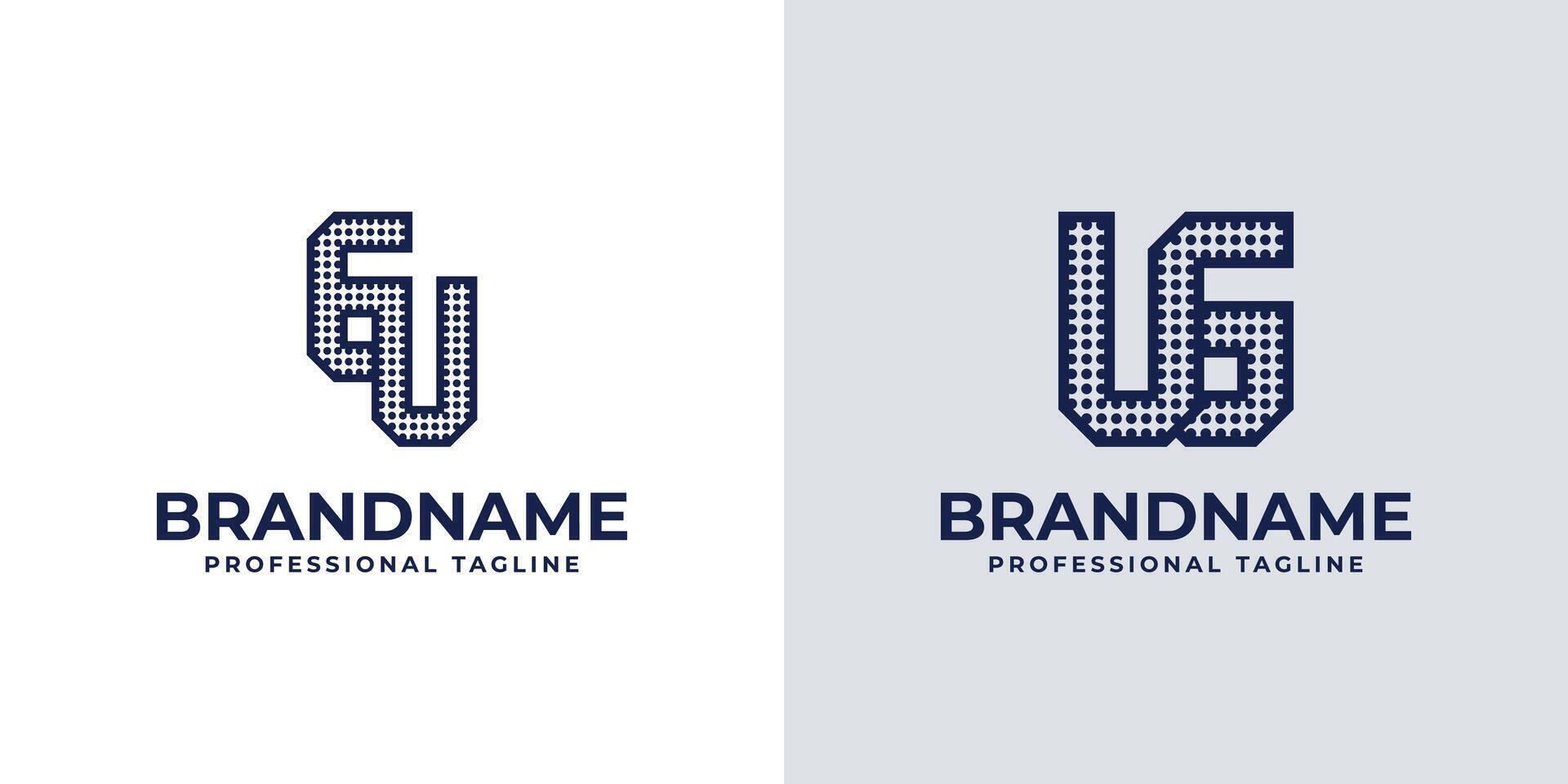 Letters GU and UG Dot Monogram Logo, Suitable for business with UG or GU initials vector