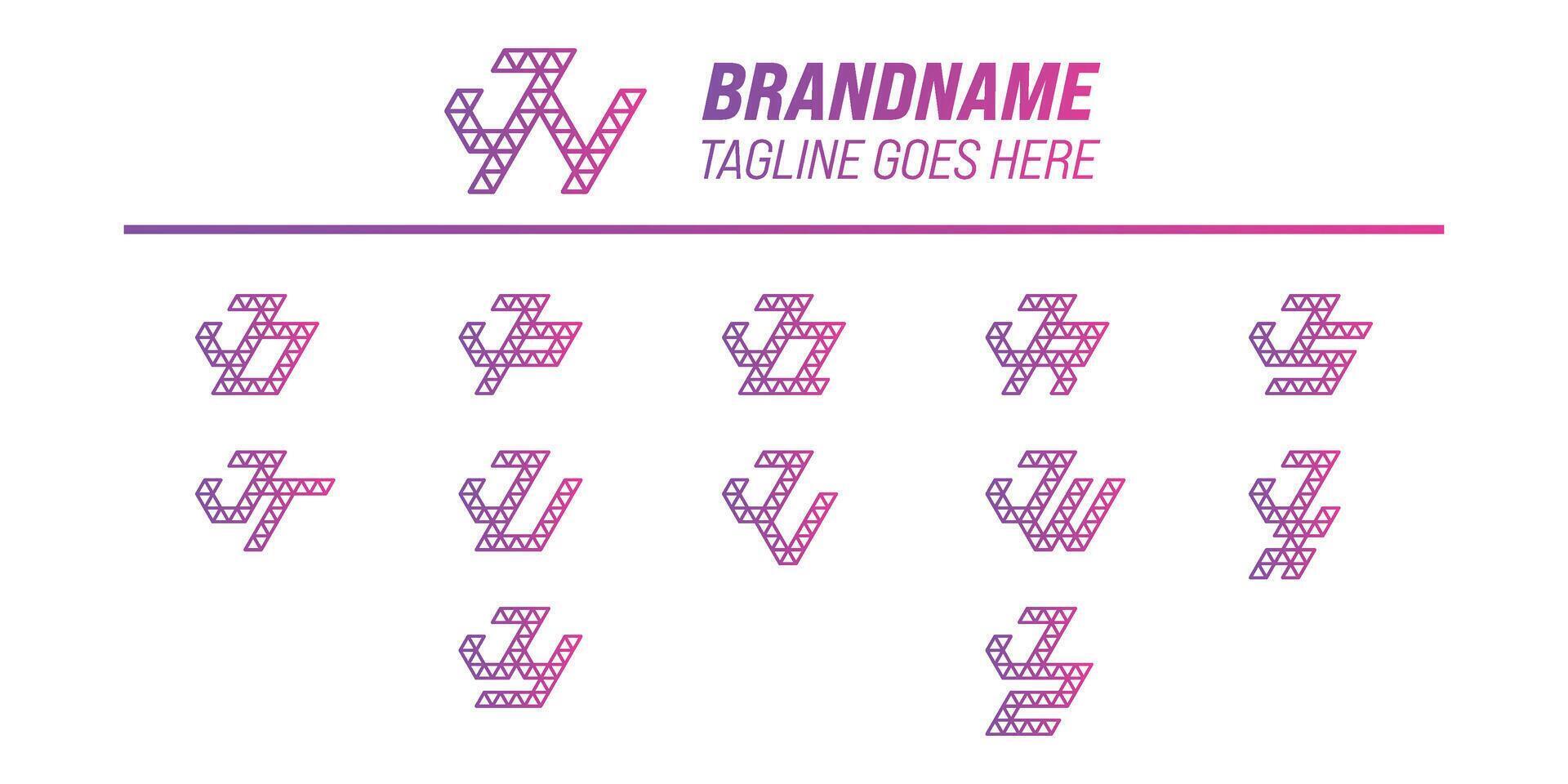 Letters JN JO JP JQ JR JS JT JU JV JW JX JY JZ Polygon Logo Set vector