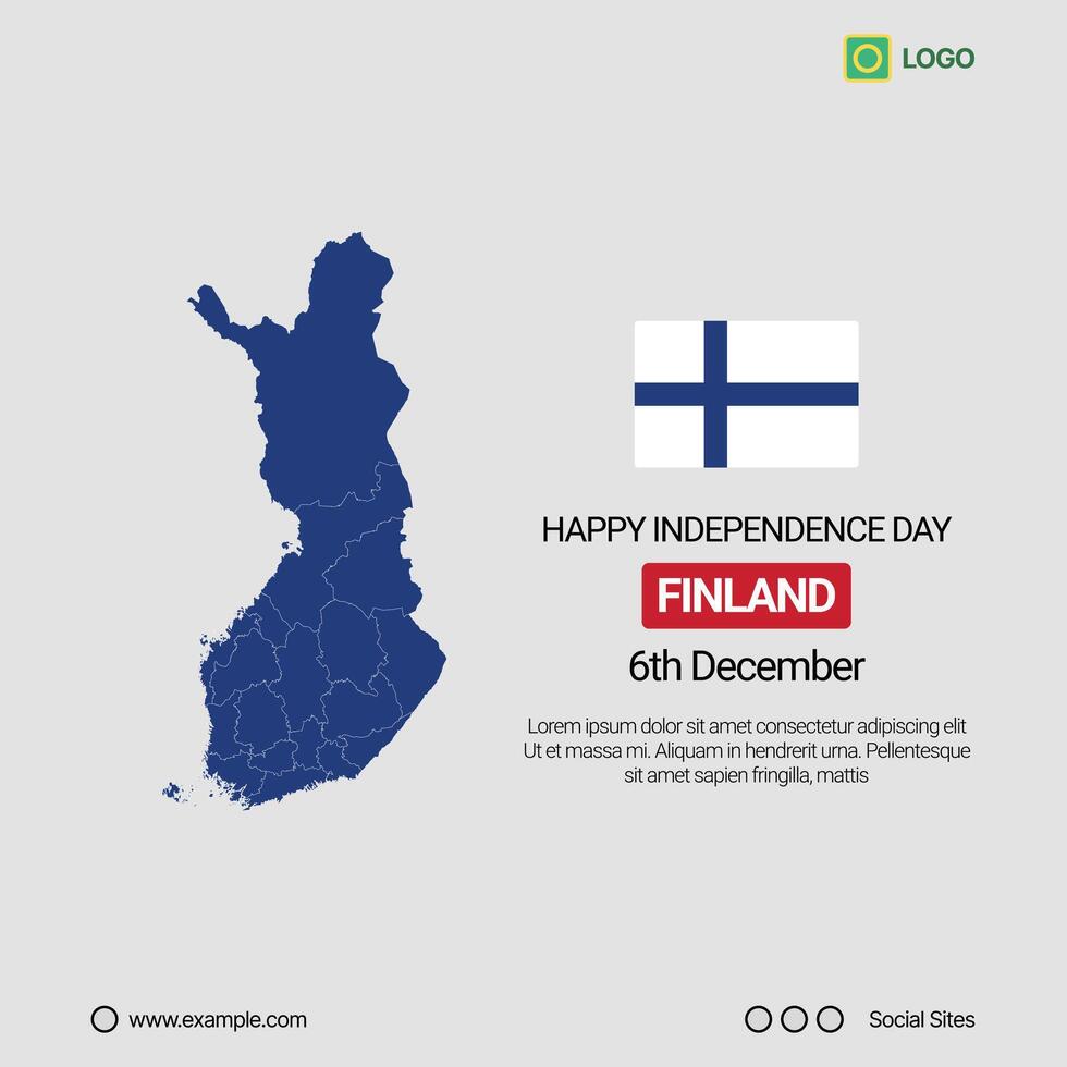 Finland Independence Day Social Media Banner, Editable Design with Map and Flag vector