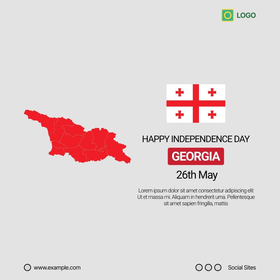 Georgia Independence Day Social Media Banner, Editable Design with Map and Flag vector