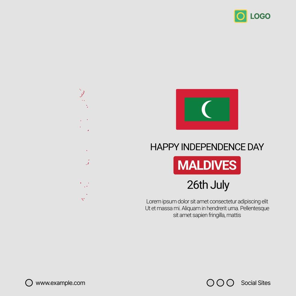 Maldives Independence Day Social Media Banner, Editable Design with Map and Flag vector