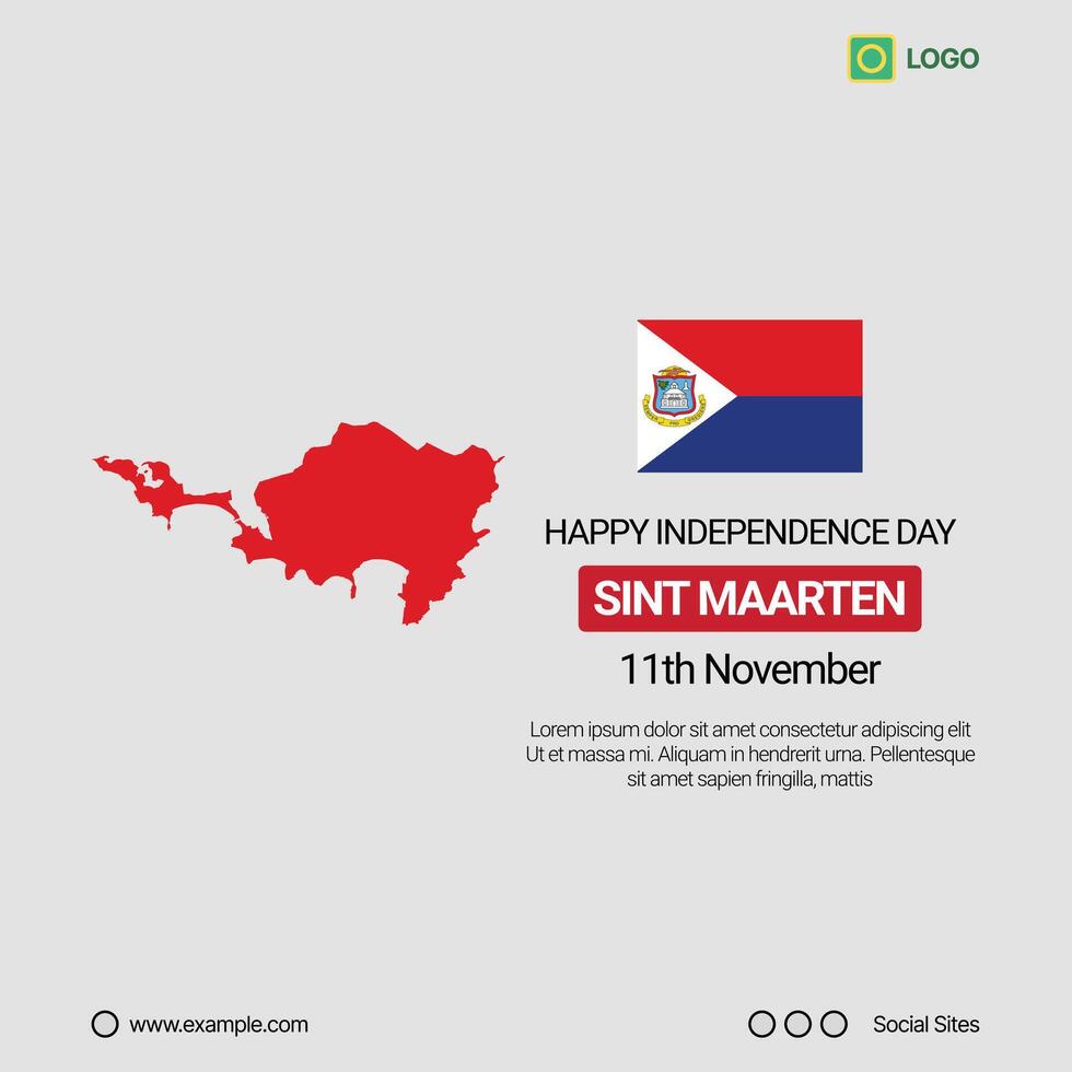 Sint Maarten National Day Social Media Banner, Editable Design with Map and Flag vector
