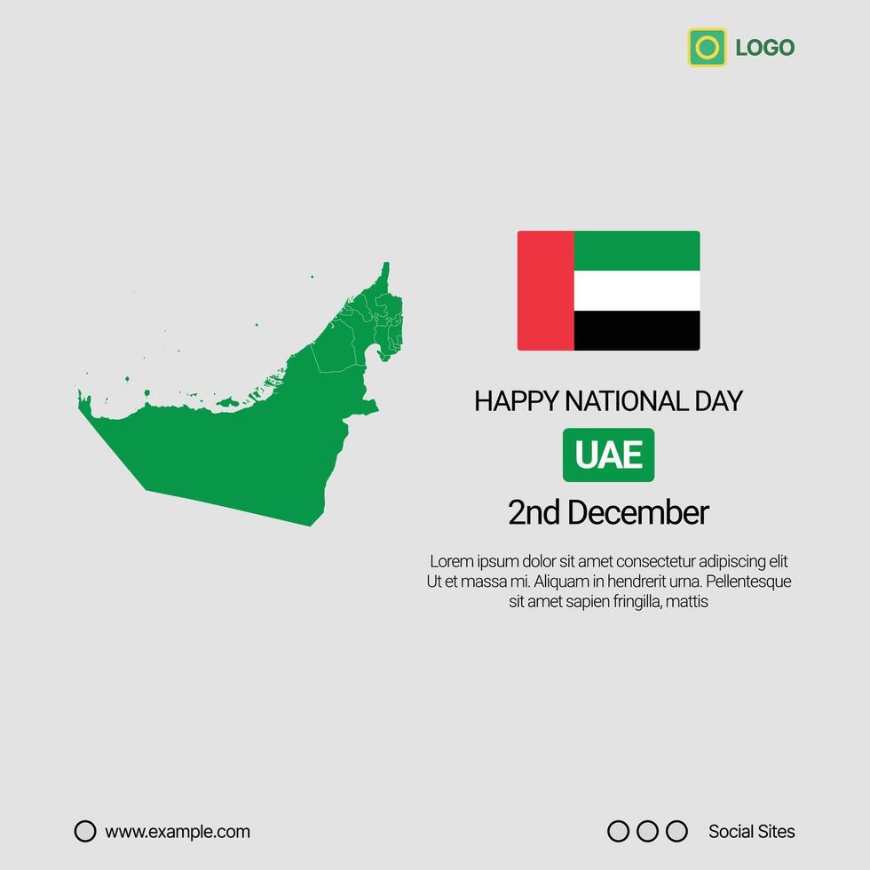 UAE National Day Social Media Banner, Editable Design with Map and Flag vector