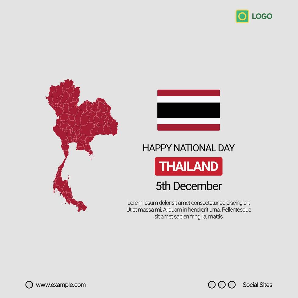 Thailand National Day Social Media Banner, Editable Design with Map and Flag vector