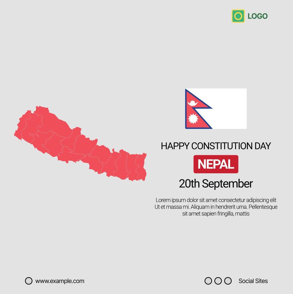 Nepal National Day Social Media Banner, Editable Design with Map and Flag vector