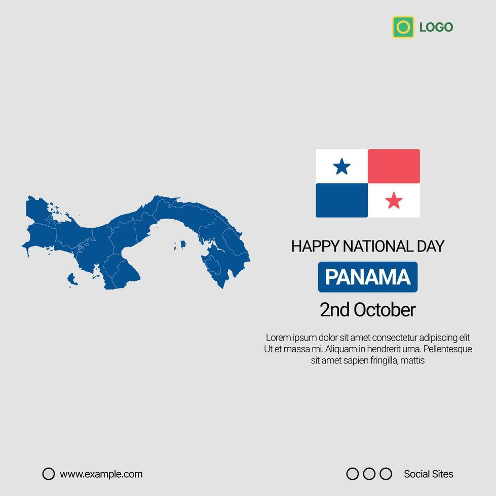 Panama Independence Day Social Media Banner, Editable Design with Map and Flag vector