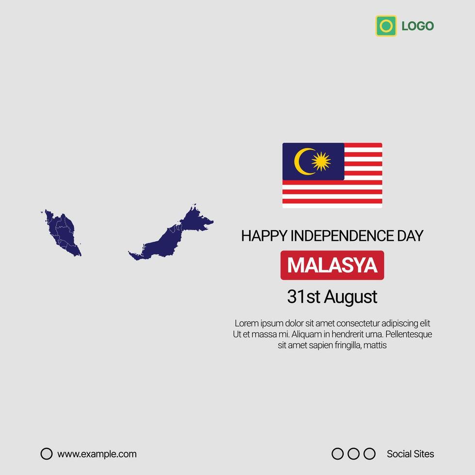 Malaysia Independence Day Social Media Banner, Editable Design with Map and Flag vector