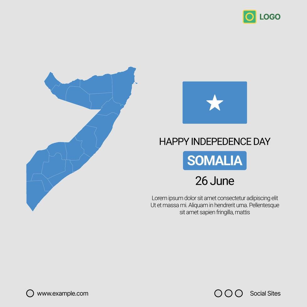Somalia Independence Day Social Media Banner, Editable Design with Map and Flag vector