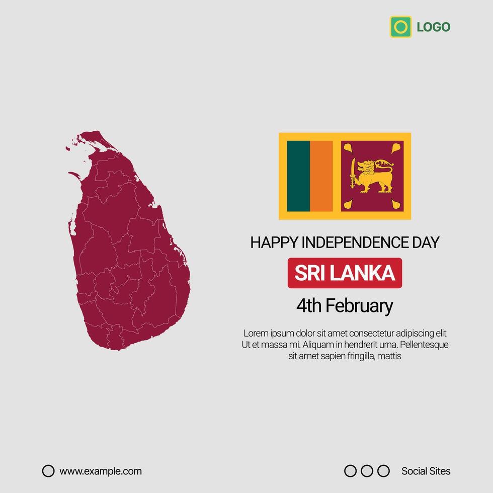Sri Lanka National Day Social Media Banner, Editable Design with Map and Flag vector