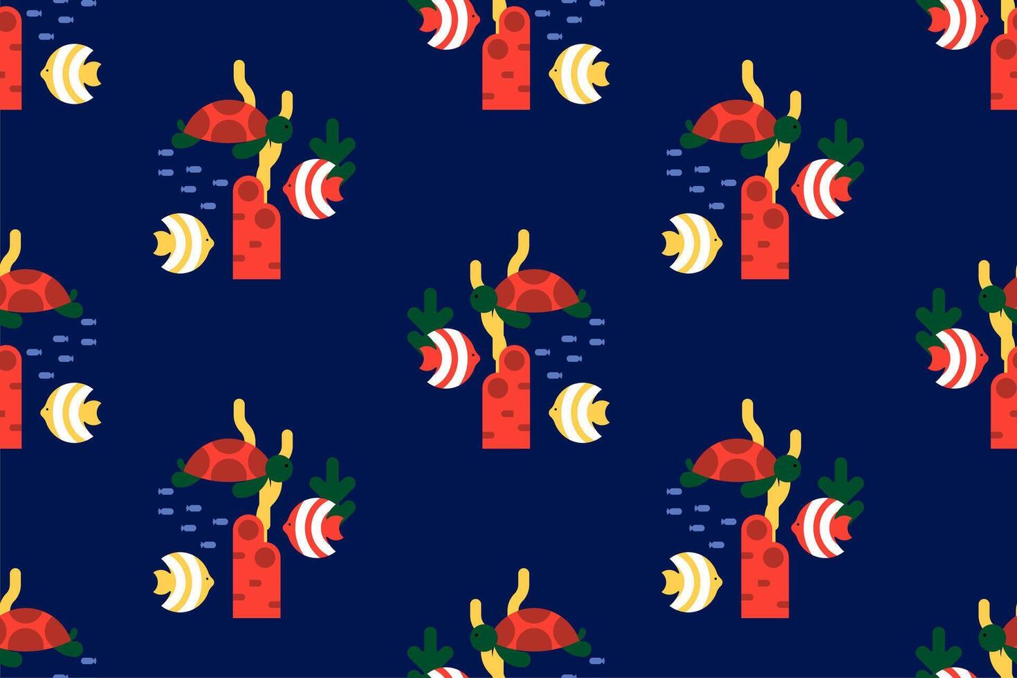 Ocean life seamless pattern background vector