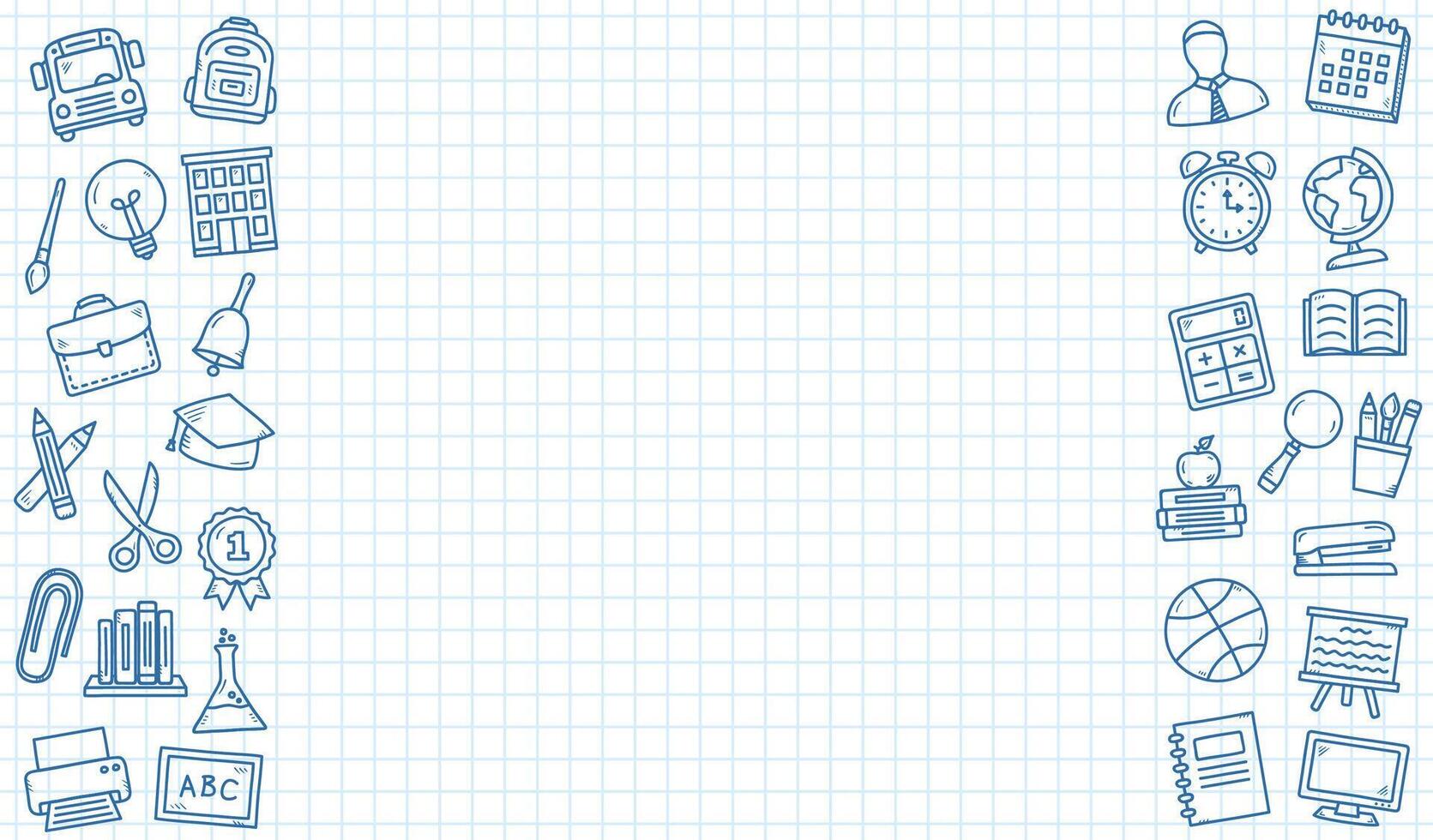School background - squared paper with school icons vector