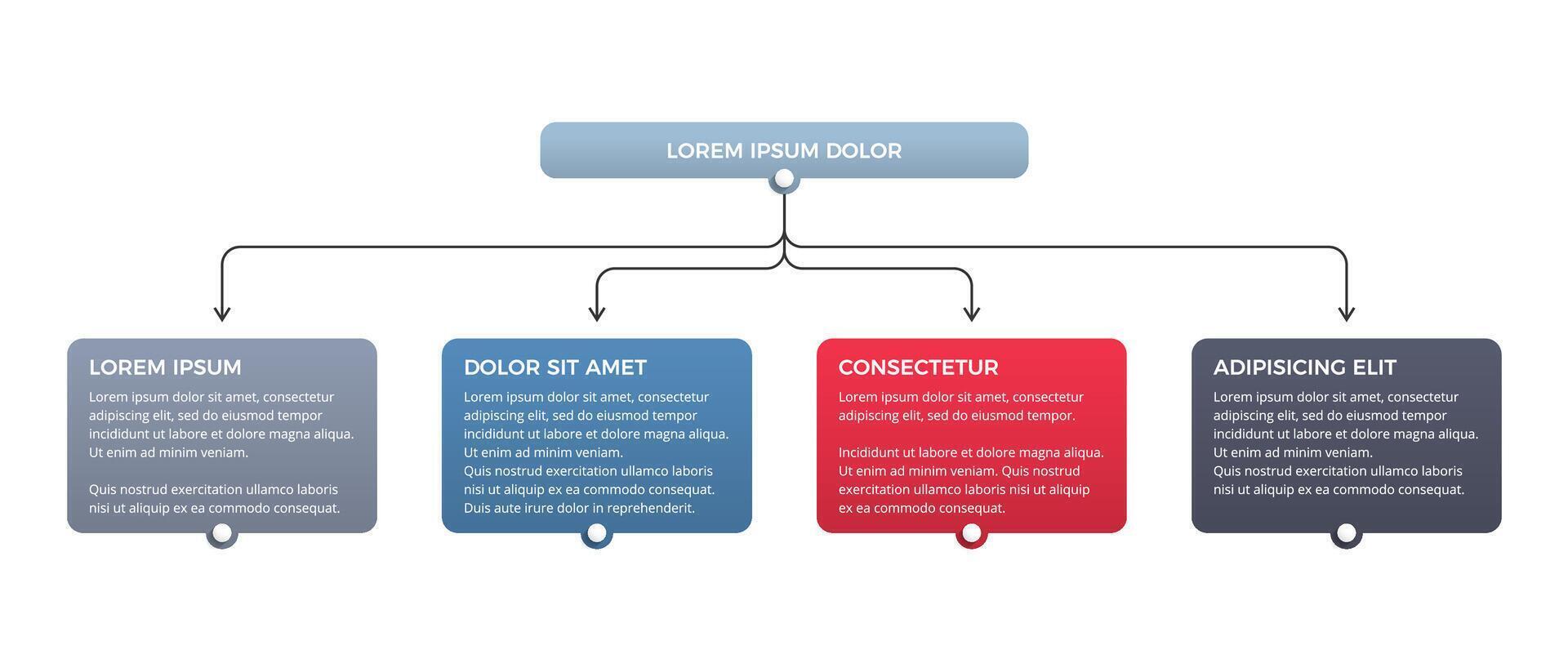 Flowchart with 4 Elements vector