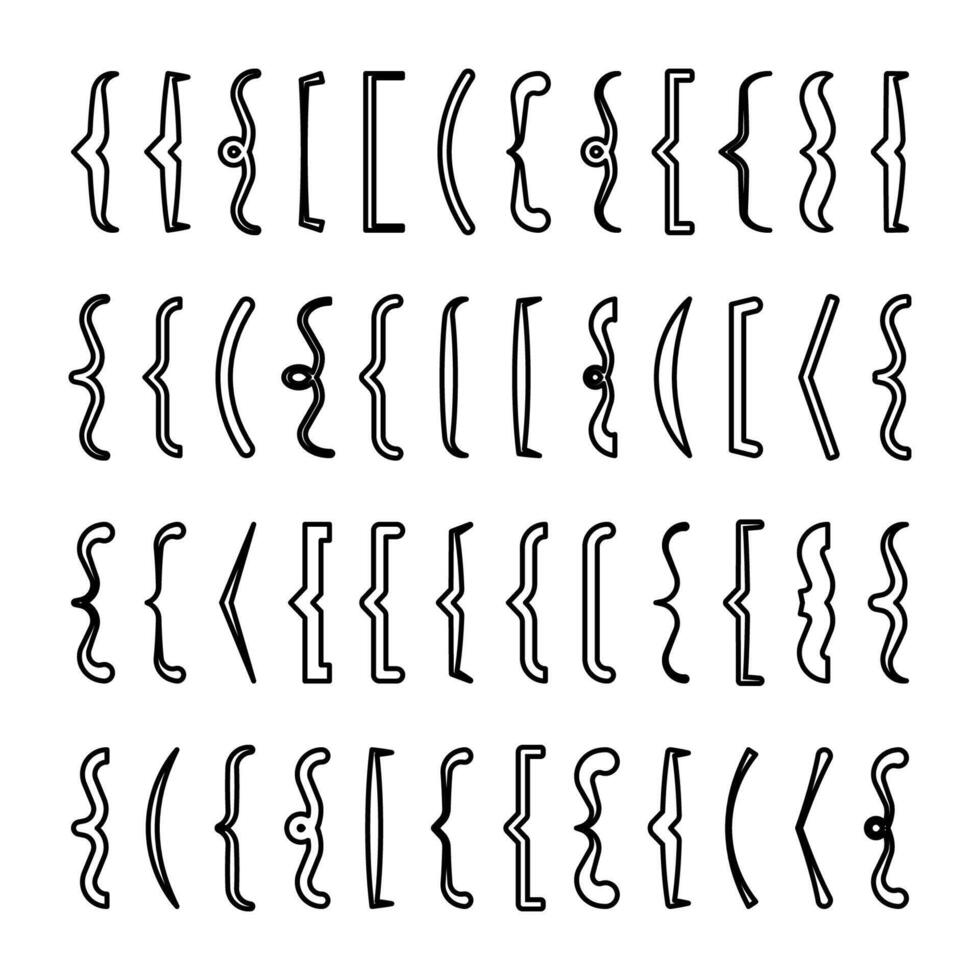 Text brackets collection, black quotation box. Curly, square and corner parentheses. Vintage typographical symbol, calligraphic quote frame. Doodle, lettering element. illustration vector