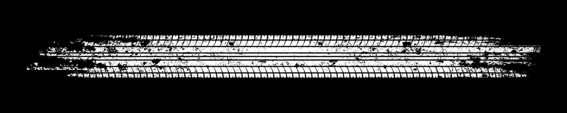 Grunge tire track, wheel braking marks. White truck, car or motorcycle tread pattern silhouette. Auto race, motorsport, speed racing design element. illustration vector