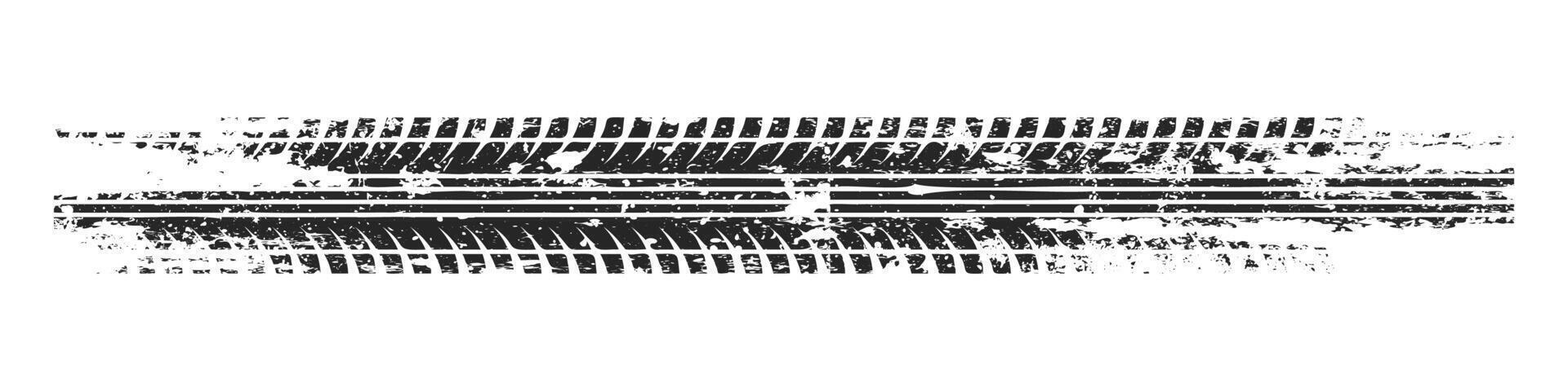Grunge tire track, wheel braking marks. Truck, car or motorcycle tread pattern silhouette. Auto race, motorsport, speed racing design element. illustration vector