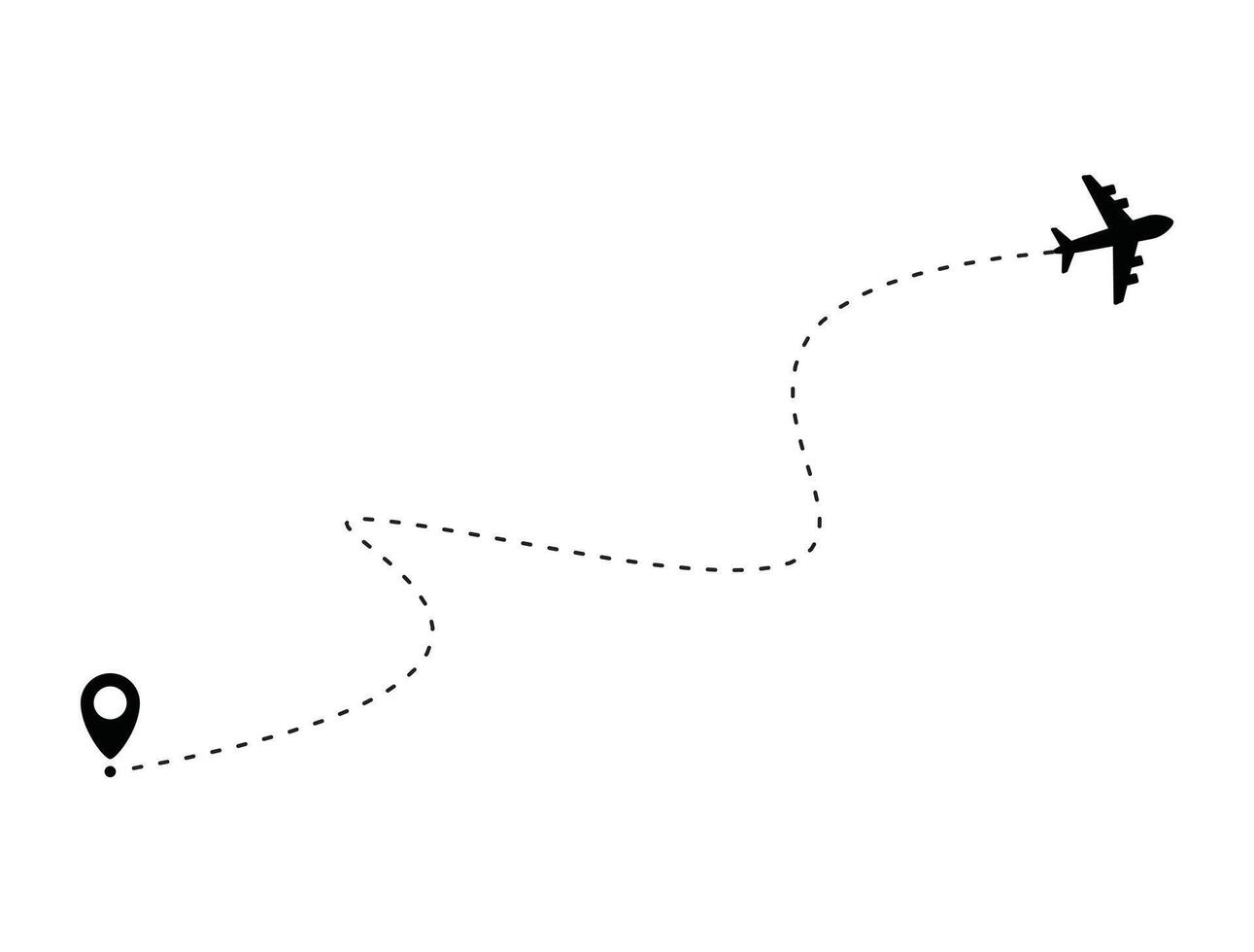 Airplane and line on gps location icon vector