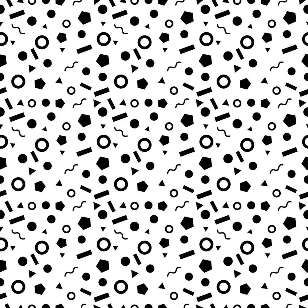 black Retro Memphis Style Seamless Pattern vector