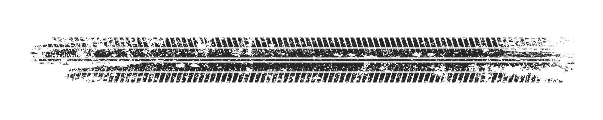 Grunge tire track, wheel braking marks. Truck, car or motorcycle tread pattern silhouette. Auto race, motorsport, speed racing design element. illustration vector