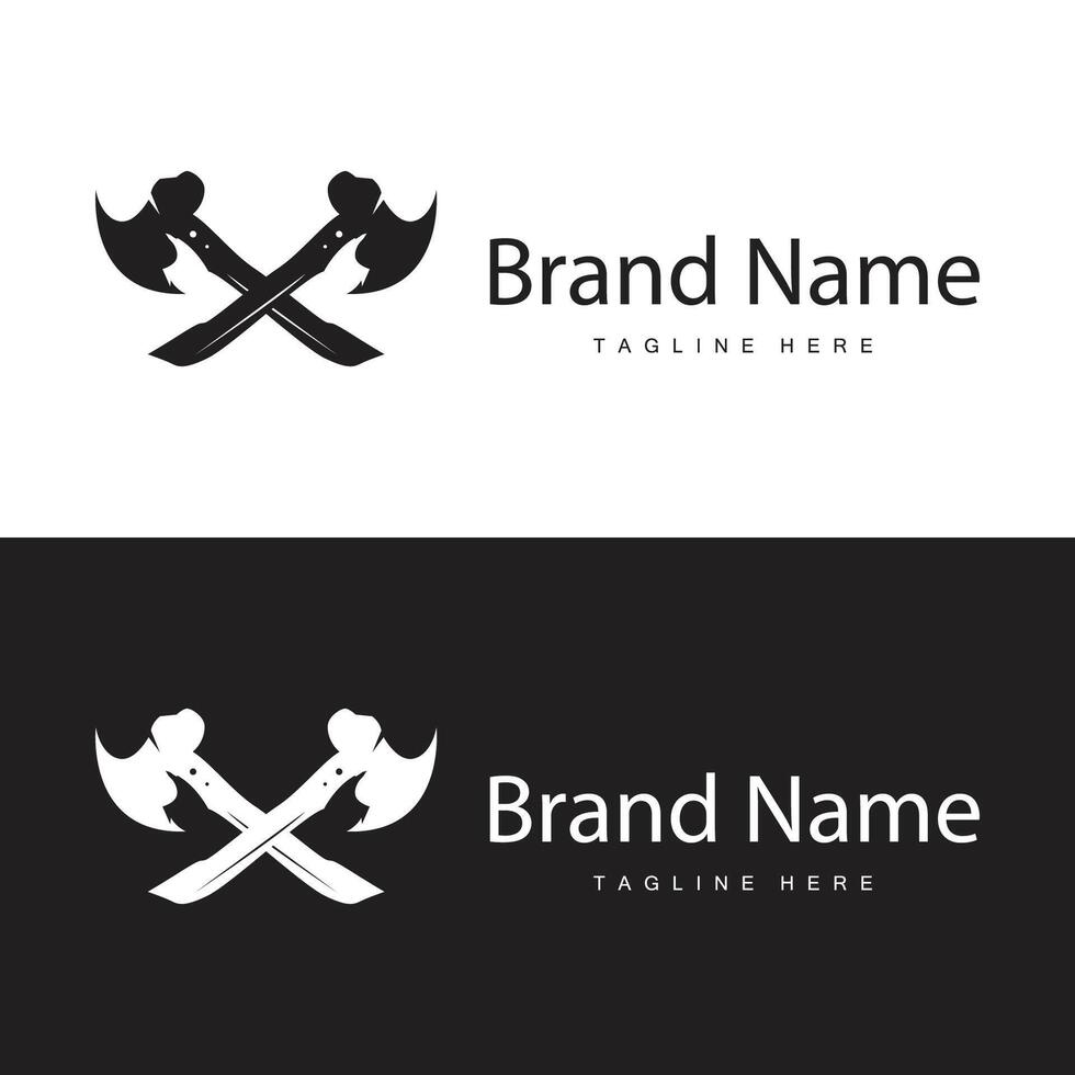 Woodcutter tool axe logo carpentry simple design silhouette illustration template vector