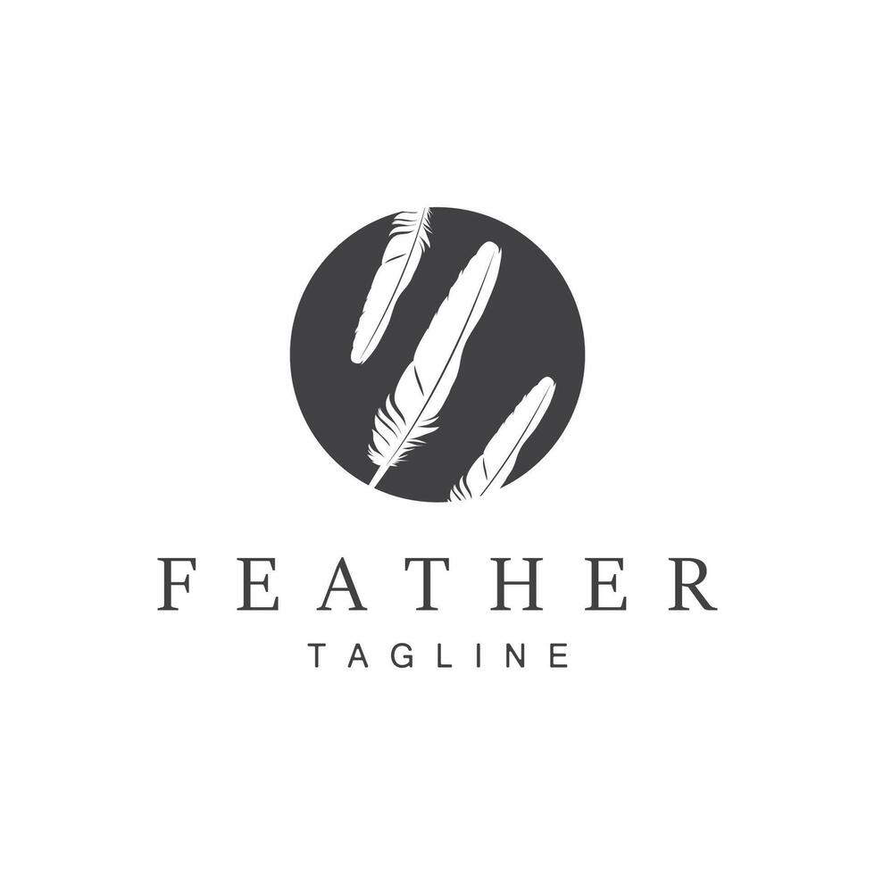 Feather Silhouette Logo, Author Design Luxury Simple Elegant Illustration Template vector