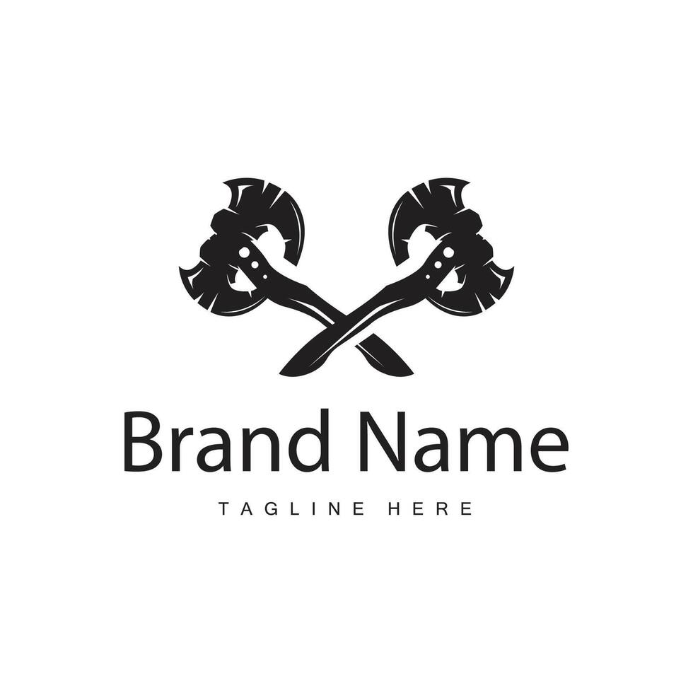 Woodcutter tool axe logo carpentry simple design silhouette illustration template vector