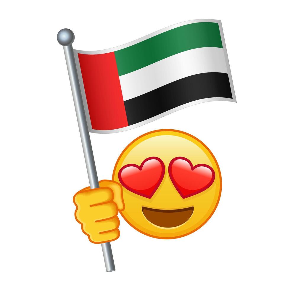 Emoji with United Arab Emirates flag Large size of yellow emoji smile vector